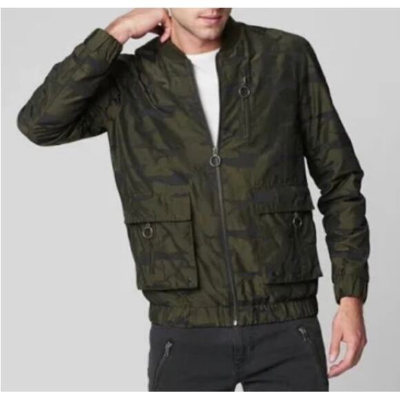 Blank NYC Camo Bomber Jacket Camouflage Military Utility Streetwear Green Sz M - Picture 2 of 11